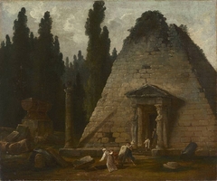 Die Pyramide im Park von Mauperthuis by Hubert Robert