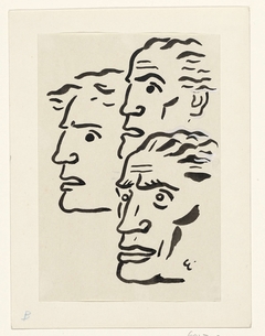 Drie mannenkoppen by Leo Gestel