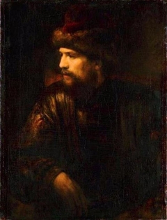 Ein Herr mit roter Pelzmütze im Lehnstuhl by Willem Drost