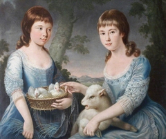 Elizabeth Chichester, later Mrs George Blount (1771-1820) and Mary Macdonald Chichester, later Lady Clifford (1768 - 1825), aged 5 and 9 by George Chalmers