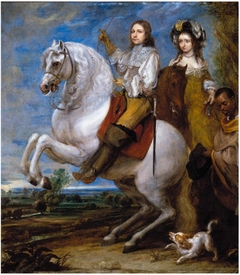 Equestrian portrait of an elegant couple by Gonzales Coques