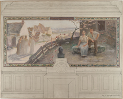 Esquisse de la mairie de Montreuil-sous-Bois : Le printemps - La jeunesse by Auguste François-Marie Gorguet