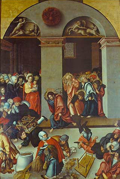 Expulsion of the money changers from the temple by Lucas Cranach the Elder