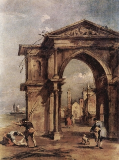 Fantasy Arch with Human Figures by Francesco Guardi