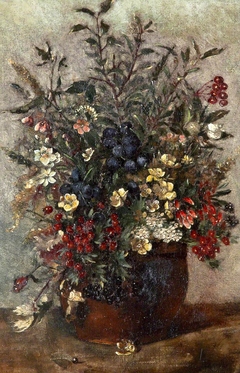 Field Flowers and Berries in a Brown Pot by John Constable