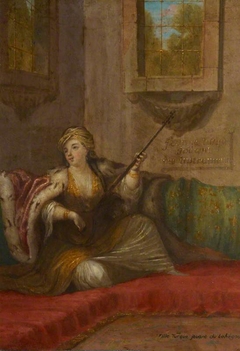 Fille Turc jouant du tehegour by Jean Baptiste Vanmour