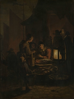 Fish market at night by Egbert Lievensz. van der Poel