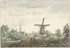 Gezicht op de Leusdense weg naar Amersfoort by Jacob van Liender