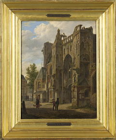 Gezicht op gothische kerk by Bartholomeus van Hove