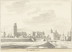 Gezicht op Zwolle by Abraham de Haen II