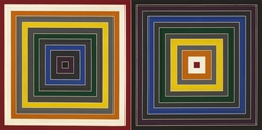 Grey Scrambled Double Square by Frank Stella