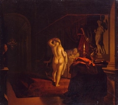 Gyges Spying on Queen Nyssia in the bedroom of King Candaules by Frans van Mieris the Elder