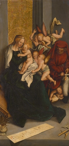 Heilige Familie mit Engeln by Bernhard Strigel