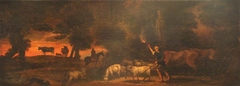 Herdsman, Horseman and Cattle by Dirck van der Bergen