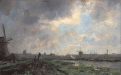 Holländische Landschaft mit Treidler by Jacob Maris