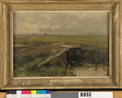 Houten brug over greppel by Johannes Hubertus Leonardus de Haas