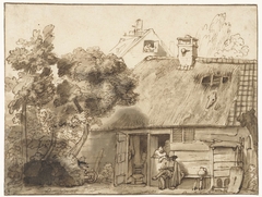 Houten huis en tekenaar by Abraham Furnerius