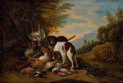 Hunting Still Life in a Landscape by Adriaen de Grijef