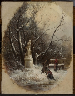 In the Saxon Garden – children at a statue by Franciszek Wastkowski