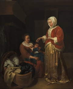 Interior with a Mother, a Nurse and an Infant by Joost van Geel