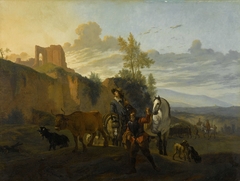 Italian Landscape with Soldiers by Unknown Artist