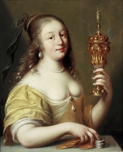 Jonge vrouw met gouden bokaal by Jan Rutgers van Niwael