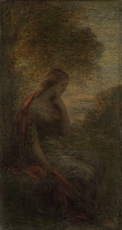 Jonge vrouw onder een boom bij zonsondergang, genaamd 'Herfst' by Henri Fantin-Latour