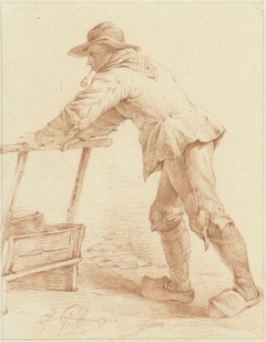 Jongen op klompen, duwend tegen een slee (?) by François Joseph Pfeiffer II