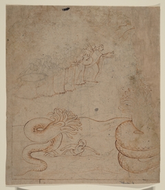 Krishna Subdues the Serpent Kaliya in the Yamuna River: Illustration from a Bhagavata Purana Series by Nainsukh