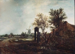 Landscape with a Cottage and a Windmill by Jacob van Ruisdael