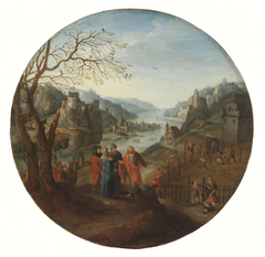 Landscape with biblical scene by Abel Grimmer