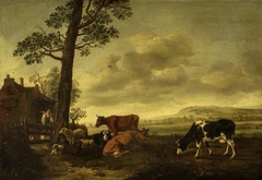 Landscape with cattle by Anthonie van Borssom