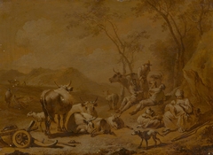 Landscape with Herdsmen and Herd (copy ?) by Nicolaes Pieterszoon Berchem