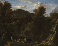 Landschaft mit Hirten und Herde by Cornelis Huysmans