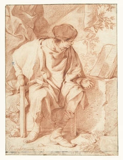 Landschap met een lezende man by Leendert van der Cooghen