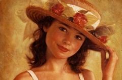 "little girl in a straw hat" by Οδυσσέας Οικονόμου