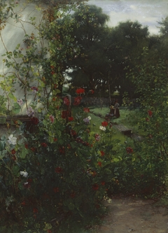 Meadow in front of Leibl's studio in Aibling by Johann Sperl