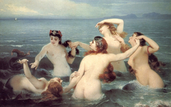 Mermaids Frolicking in the Sea by Charles-Édouard Boutibonne