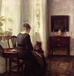 Mother and Child by a window by Carl Holsøe