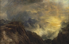 Mountain mist, sun rise (Lake District) by Henry Clarence Whaite