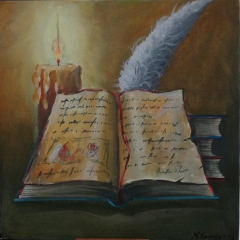 Old books with candle by Skopelitis Konstantinos