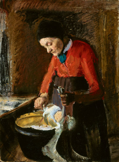 Old Lene Plucking a Goose by Anna Ancher