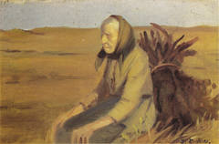 Old woman (Laurendse) with a bunch of twigs by Anna Ancher