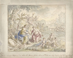 Ontwerp voor een kamerbeschildering met allegorie op de Aarde by Elias van Nijmegen