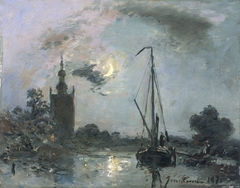 Overschie in the Moonlight by Johan Barthold Jongkind