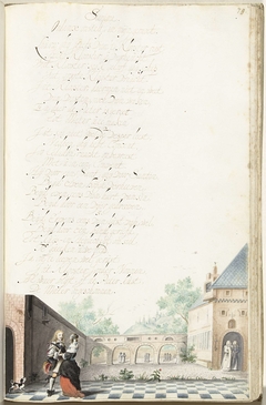 Paartje bij de ingang van een klooster by Gesina ter Borch