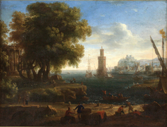 Paisaje de un puerto by Claude Lorrain