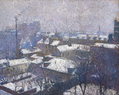 Paris roofs under the snow by Henri-Jean Guillaume Martin