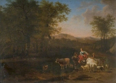 Pastoral Landscape With Figures by Nicolaes Pieterszoon Berchem