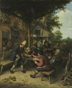 Peasants playing cards at an inn by Adriaen van Ostade